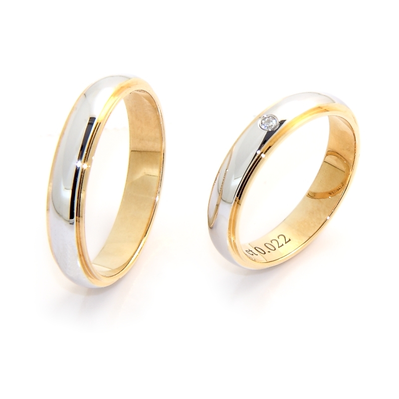 Two-Color Gold Wedding Ring Yellow and White Mod. Magnolia mm. 4,2