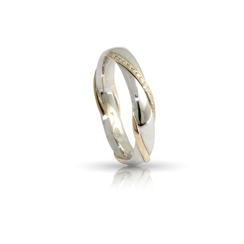Two-Color Gold Wedding Ring Yellow and White Mod. Portofino mm. 4,20