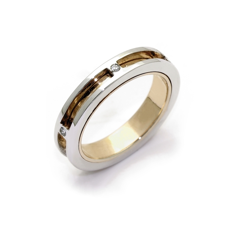 Two-Color Gold Wedding Ring Yellow and White Mod. Cayo Largo mm. 4