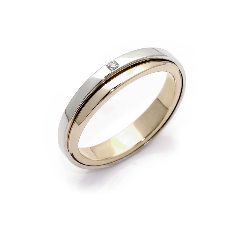 Two-Color Gold Wedding Ring Yellow and White Mod. Boavista mm. 4