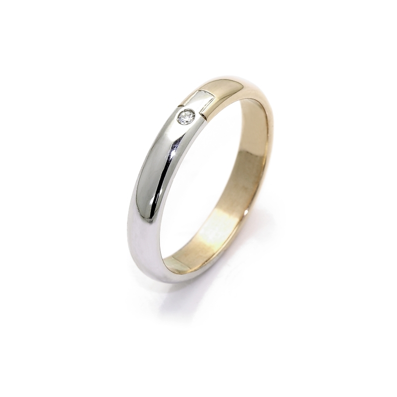 Two-Color Gold Wedding Ring Yellow and White Mod. Naxos mm. 3,9