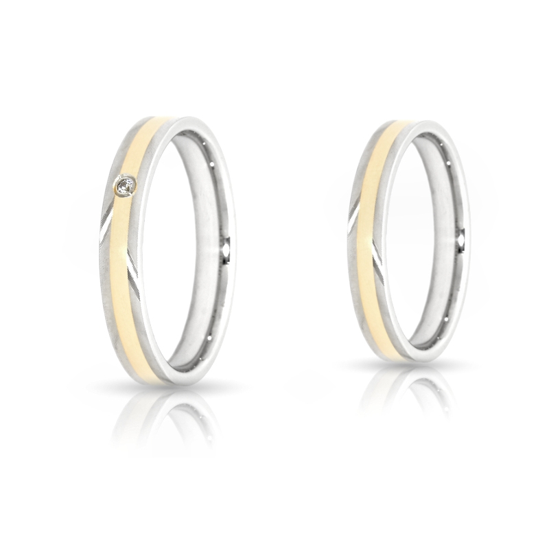 Two-Color Gold Wedding Ring Yellow and White Mod. Arianna mm. 3,5