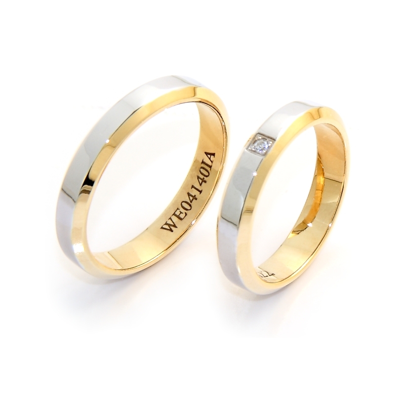Two-Color Gold Wedding Ring Yellow and White Mod. Giglio mm. 4