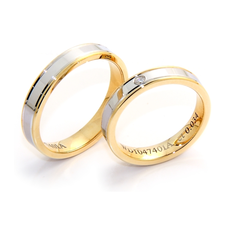 Two-Color Gold Wedding Ring Yellow and White Mod. Iris mm. 4