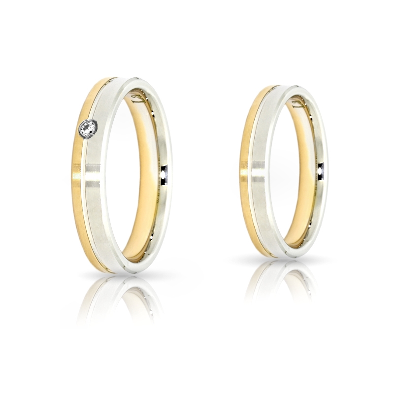Two-Color Gold Wedding Ring Yellow and White Mod. Daniela mm. 4