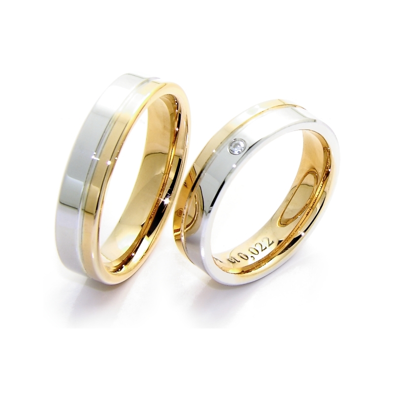 Two-Color Gold Wedding Ring Yellow and White Mod. Orchidea mm. 5