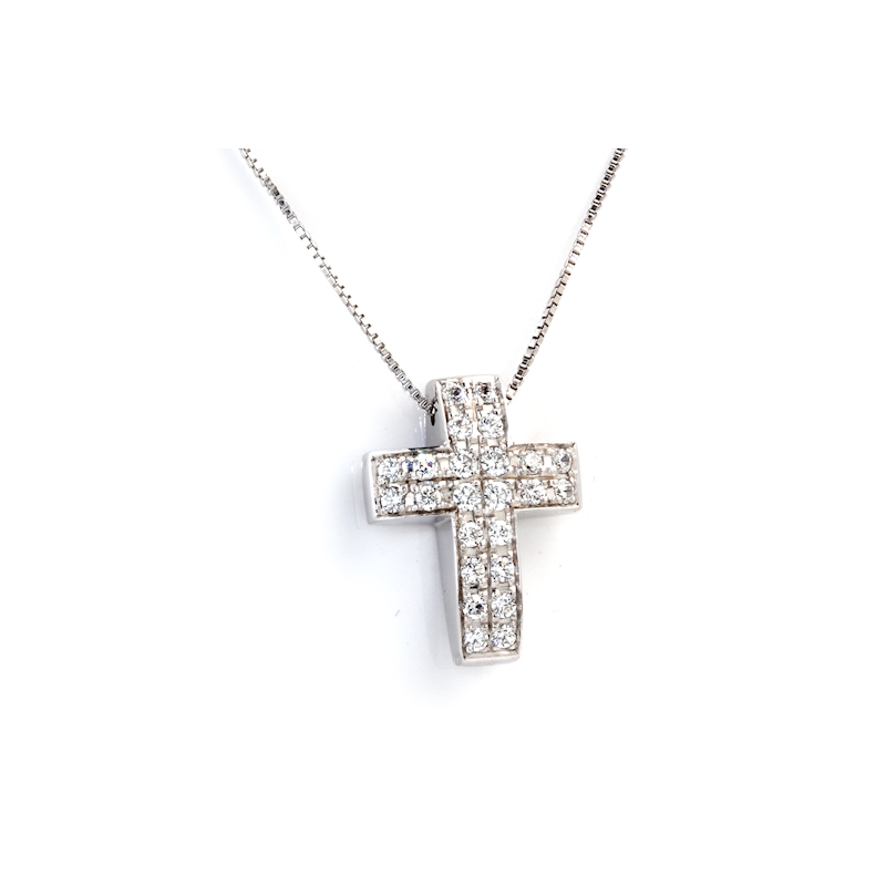 18 kt. 750 Mill. Gold Pendant Cross with Natural Diamonds Kt. 0,52