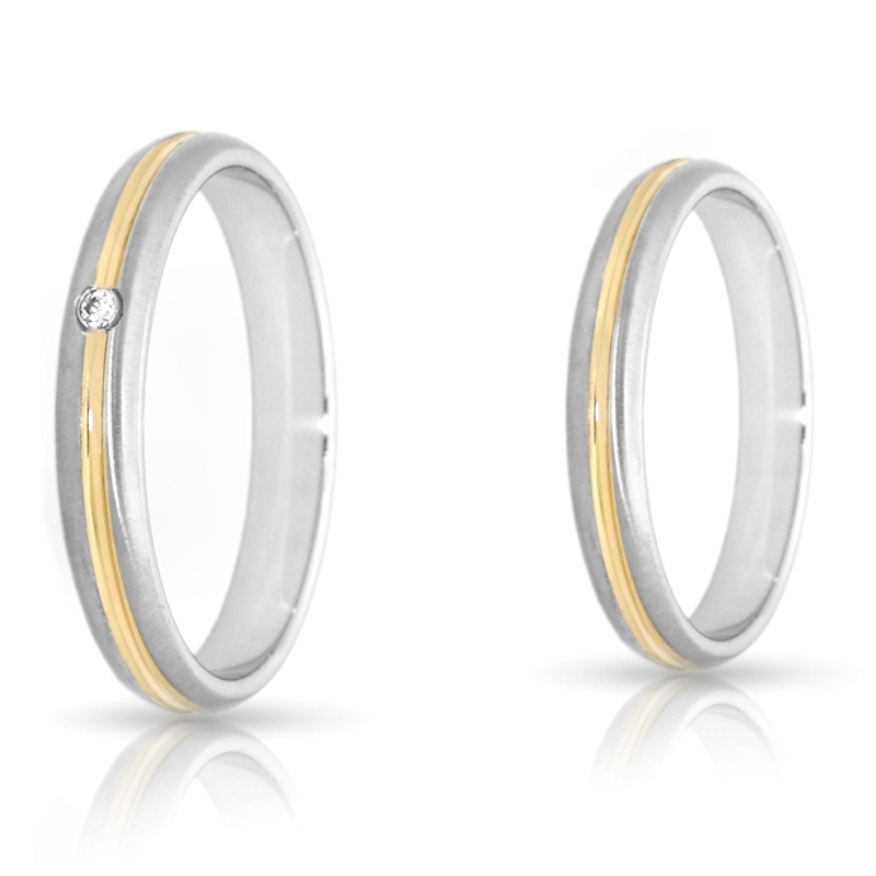 Two-Color Gold Wedding Ring Yellow and White Mod. Elisa mm. 3,5