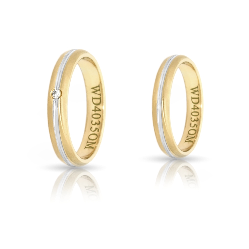 Two-Color Gold Wedding Ring Yellow and White Mod. Flavia mm. 3,5