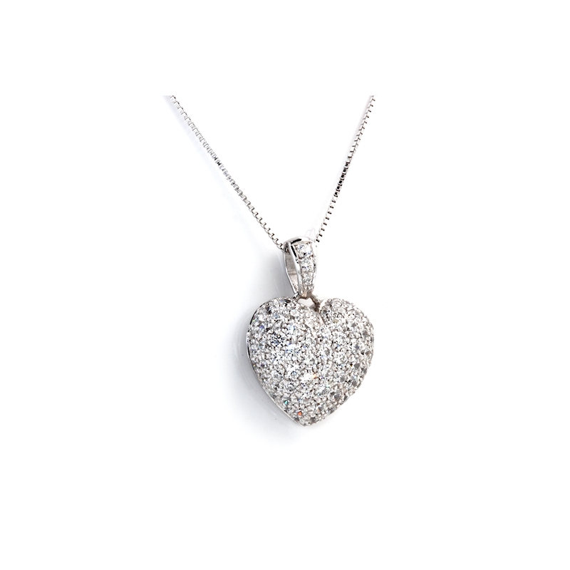 18 kt. 750 Mill. Gold Pendant Heart with Natural Diamonds Kt. 1,54