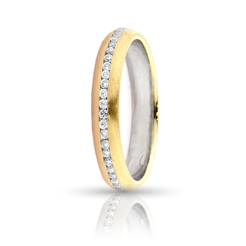 Two-Color Gold Wedding Ring Yellow and White Mod. Flavia Eternity mm. 3,5