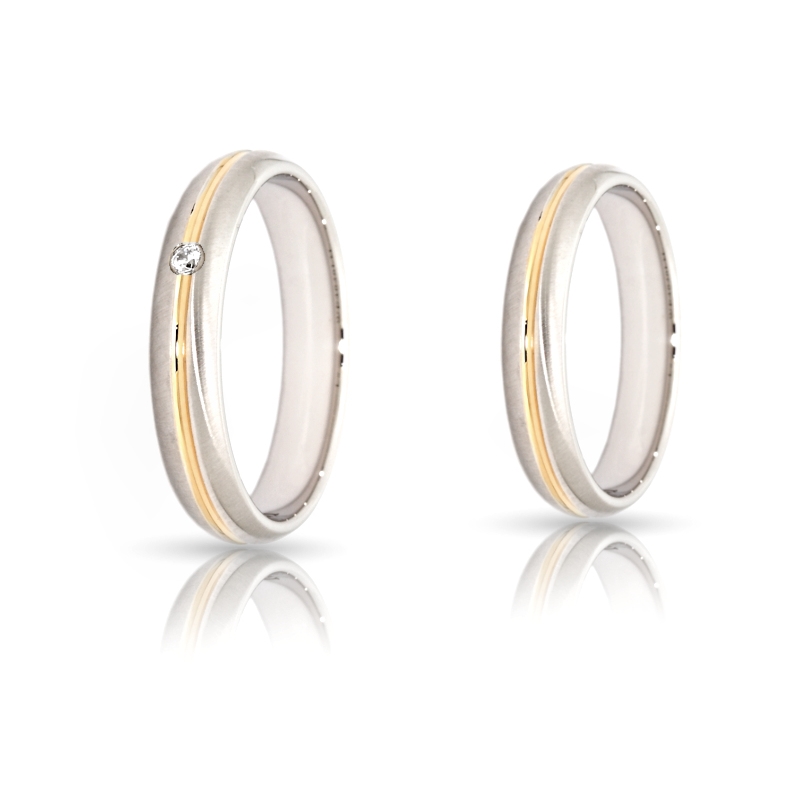 Two-Color Gold Wedding Ring Yellow and White Mod. Francesca mm. 4,2