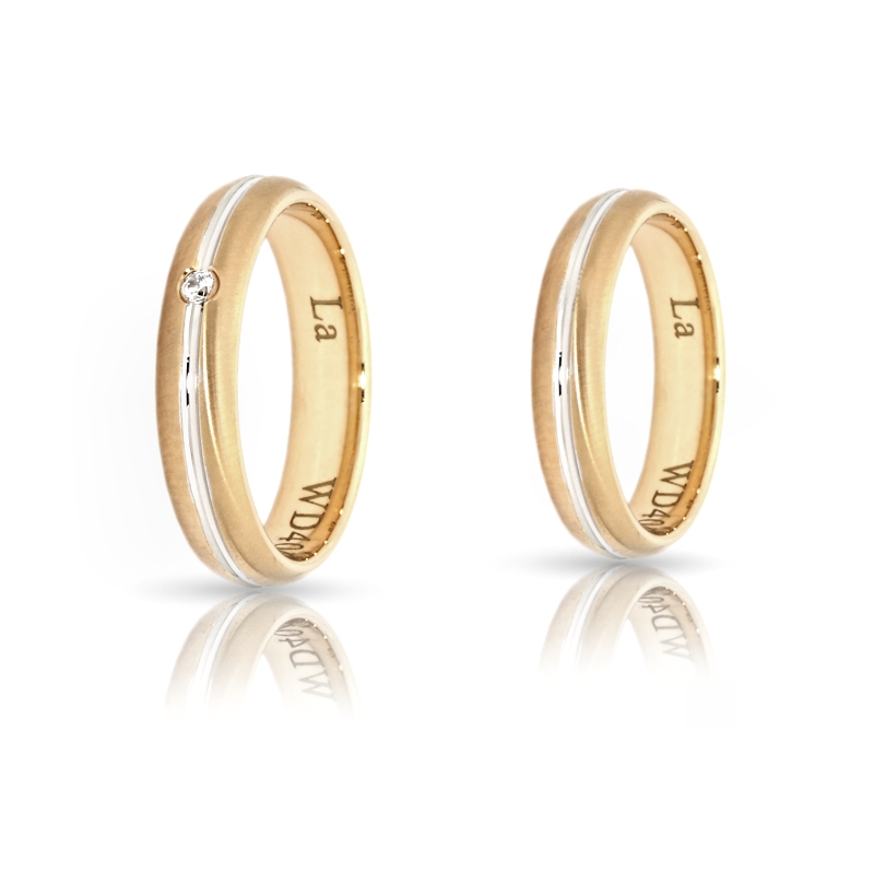 Two-Color Gold Wedding Ring Yellow and White Mod. Giada mm. 4,2