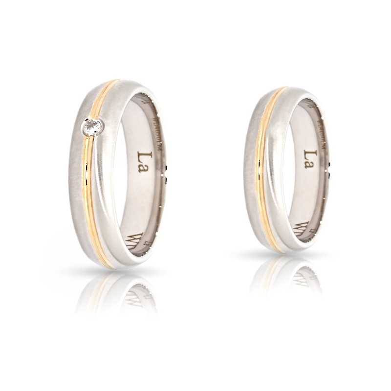 Two-Color Gold Wedding Ring Yellow and White Mod. Giorgia mm. 5