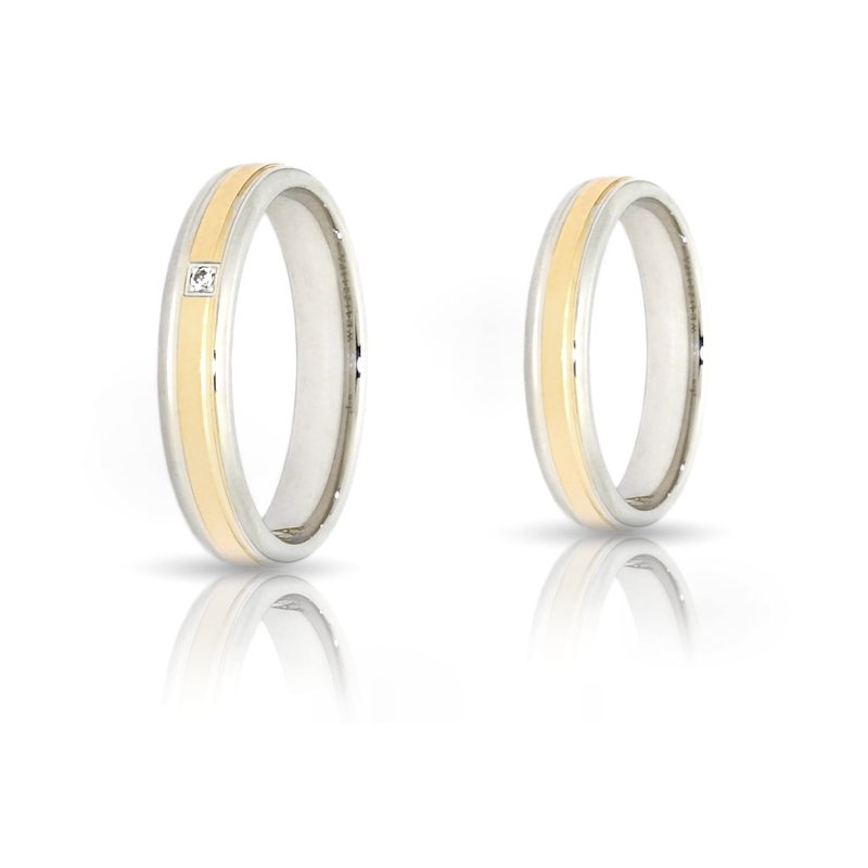 Two-Color Gold Wedding Ring Yellow and White Mod. Gloria mm. 4,3