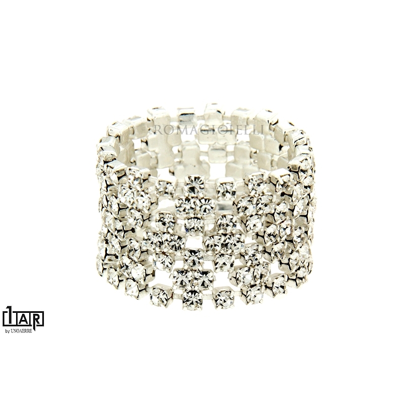 Anello white crystal in ottone bianco - Coll. Wedding Luxury