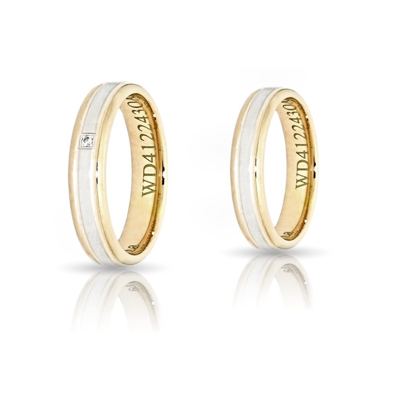 Two-Color Gold Wedding Ring Yellow and White Mod. Greta mm. 4,3