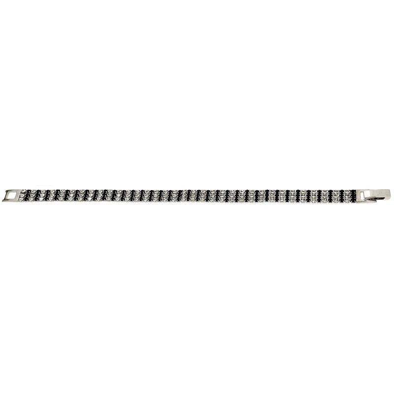 Bracciale 3 fili black white in ottone bianco cm. 18 - Coll. Wedding Luxury