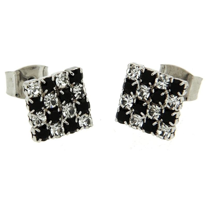 Orecchini black white in ottone bianco - Coll. Wedding Luxury