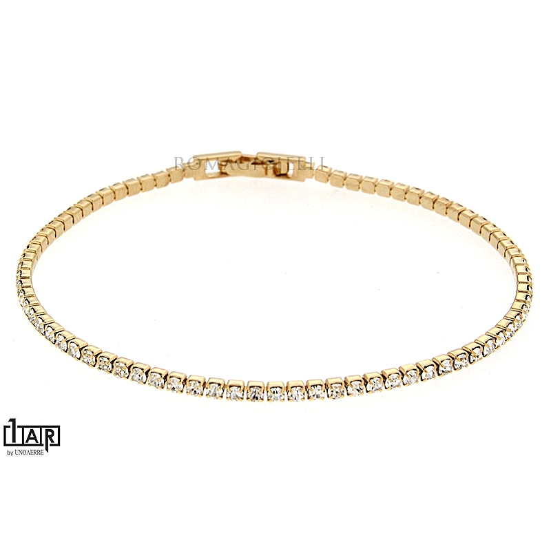 Bracciale tennis 1 filo in ottone giallo Cm. 18,0 - Coll. Wedding Luxury