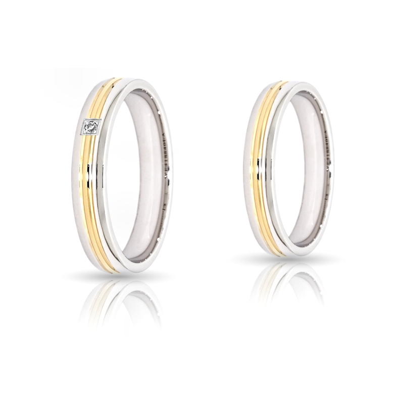 Two-Color Gold Wedding Ring Yellow and White Mod. Laura mm. 4