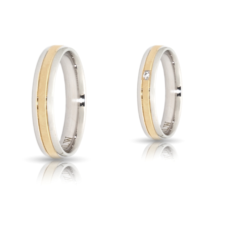 Two-Color Gold Wedding Ring Yellow and White Mod. Letizia mm. 4,3