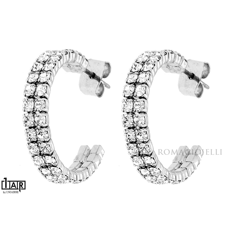 Orecchini doppio filo in ottone bianco - Coll. Wedding Luxury