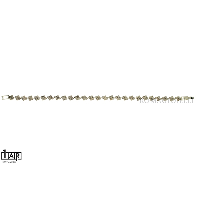 Bracciale tennis a rombi in ottone bianco Cm. 17 - Coll. Wedding Luxury