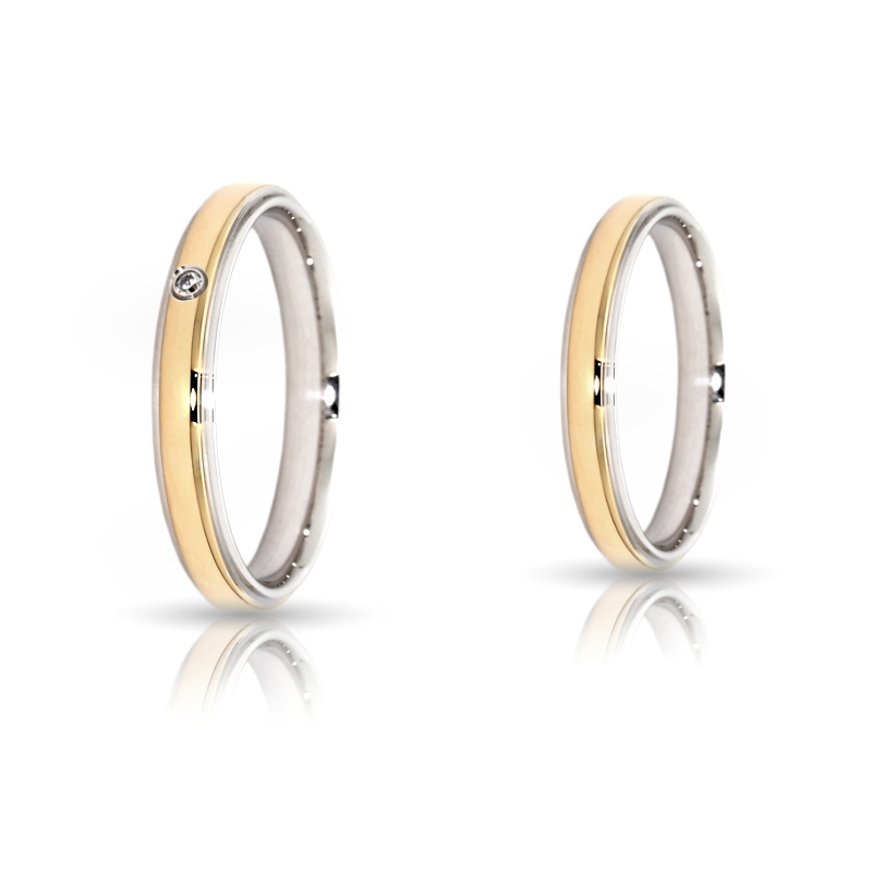 Two-Color Gold Wedding Ring Yellow and White Mod. Matilde mm. 3,5