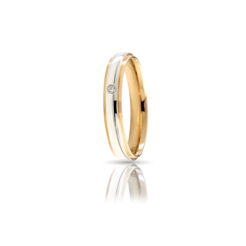 Two-Color Gold Wedding Ring Yellow and White Mod. Margherita mm. 4