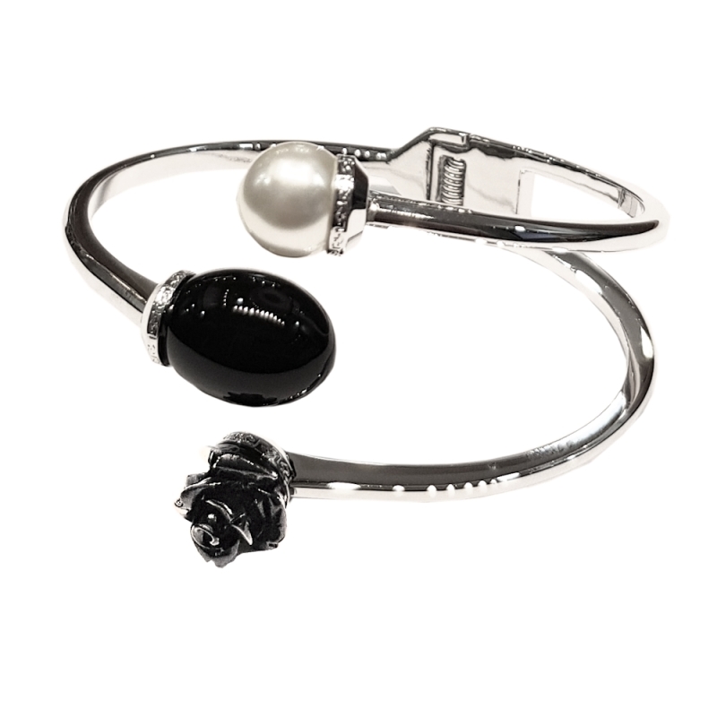REBECCA - BRACCIALE IN BRONZO PASTA DI ONICE E PERLE