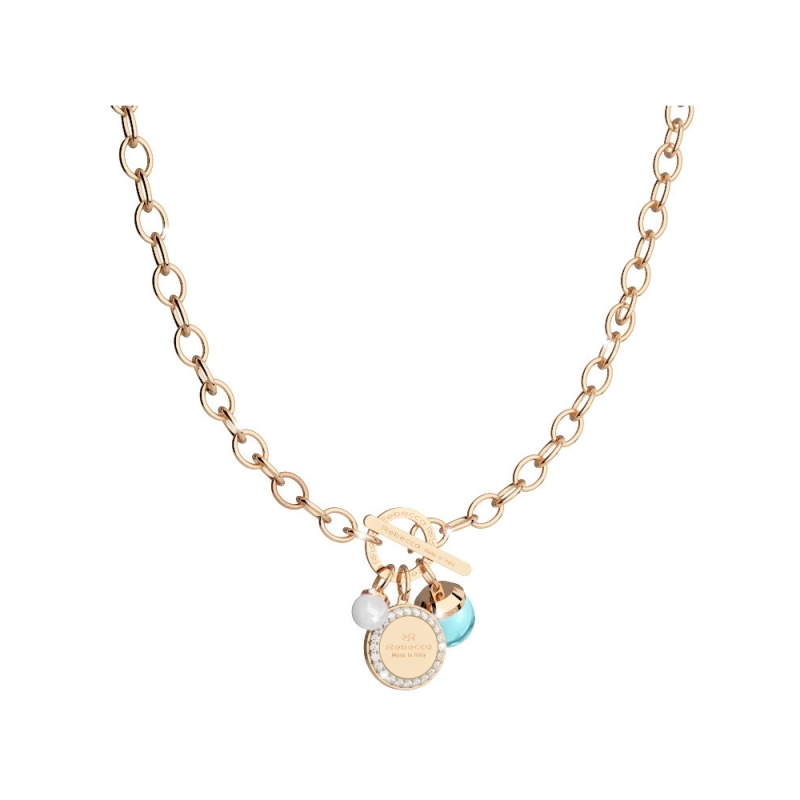 REBECCA - COLLANA IN BRONZO E PIETRE E PERLA