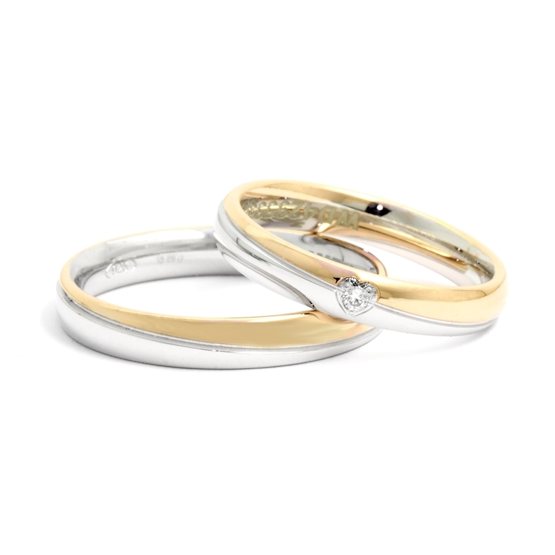 Two-Color Gold Wedding Ring Yellow and White Mod. Nelly mm. 3,5