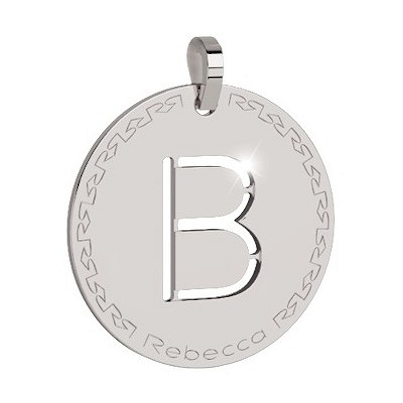 REBECCA - LETTERA B BIANCA IN BRONZO CON COLLANA IN ACCIAIO