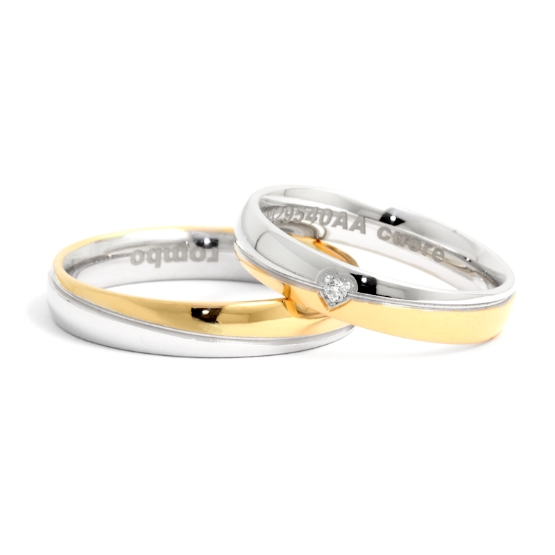 Two-Color Gold Wedding Ring Yellow and White Mod. Veronica mm. 4,0