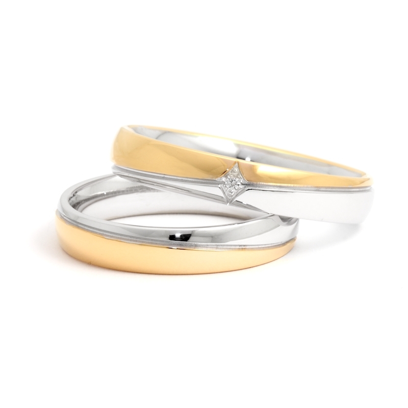 Two-Color Gold Wedding Ring Yellow and White Mod. Wendy mm. 4,0