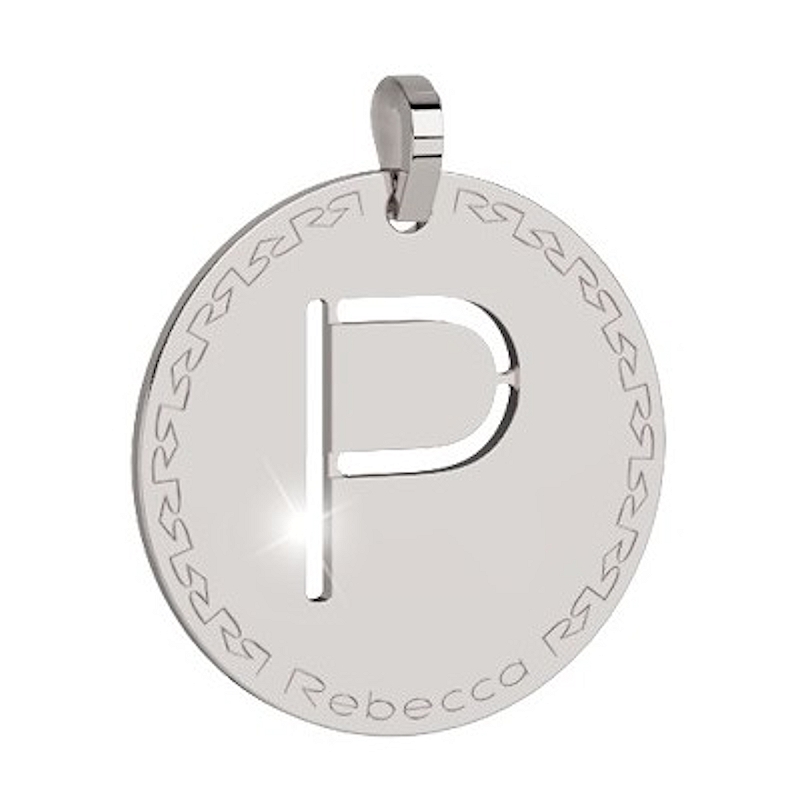 REBECCA - LETTERA P BIANCA IN BRONZO CON COLLANA IN ACCIAIO