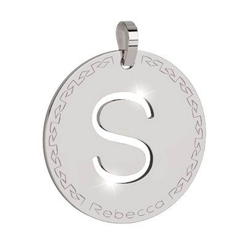 REBECCA - LETTERA S BIANCA IN BRONZO CON COLLANA IN ACCIAIO