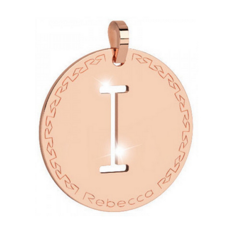 REBECCA - LETTERA I ROSA IN BRONZO CON COLLANA IN ACCIAIO