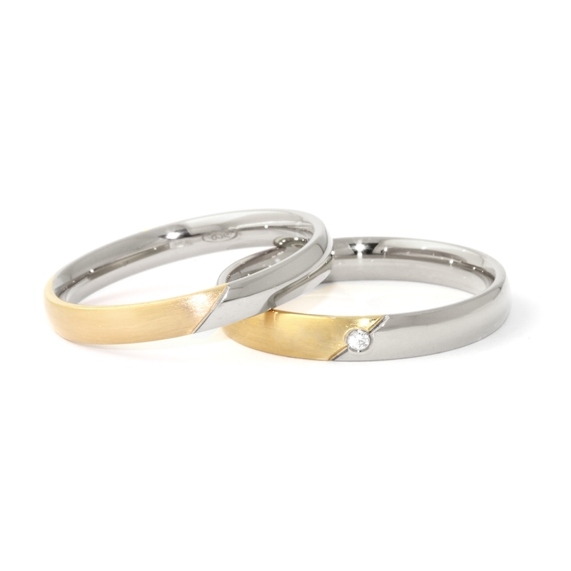 Two-Color Gold Wedding Ring Yellow and White Mod. Ottavia mm. 3,5