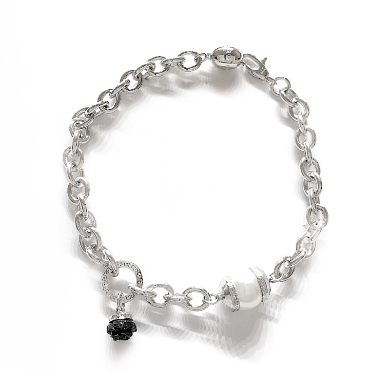 REBECCA - BRACCIALE IN BRONZO PASTA DI ONICE E PERLE