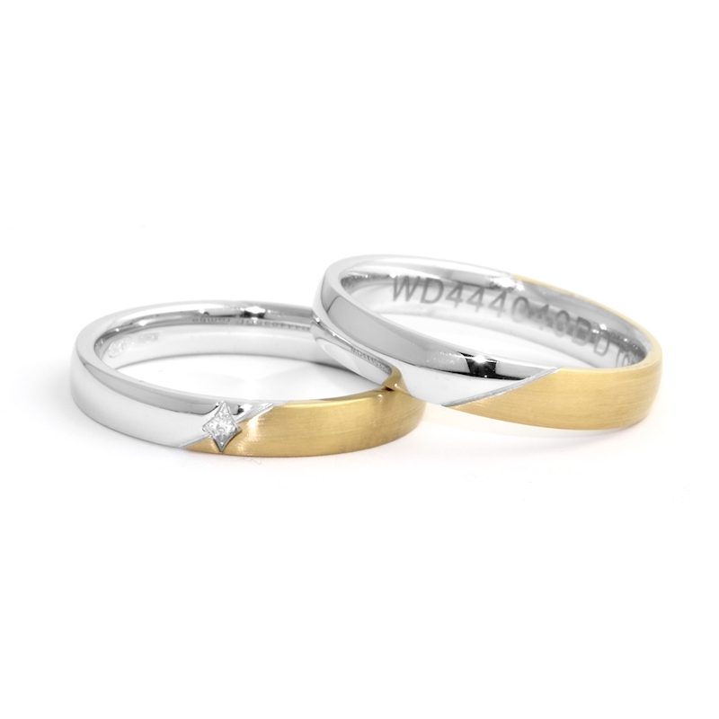 Two-Color Gold Wedding Ring Yellow and White Mod. Irina mm. 4,0