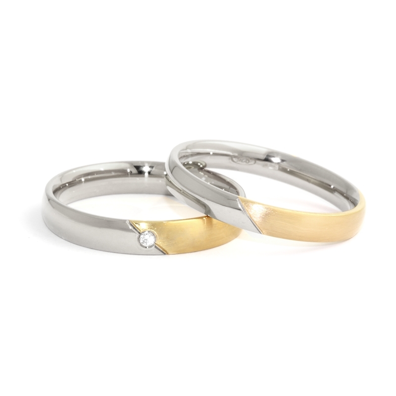 Two-Color Gold Wedding Ring Yellow and White Mod. Alice mm. 4,0