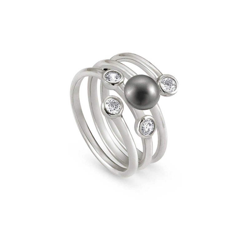 NOMINATION - Anello in argento 925, Cubic Zirconia e perle PERLA GRIGIA N. 14