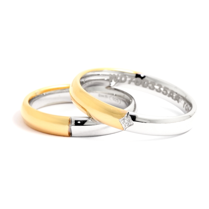 Two-Color Gold Wedding Ring Yellow and White Mod. Silvia mm. 3,5