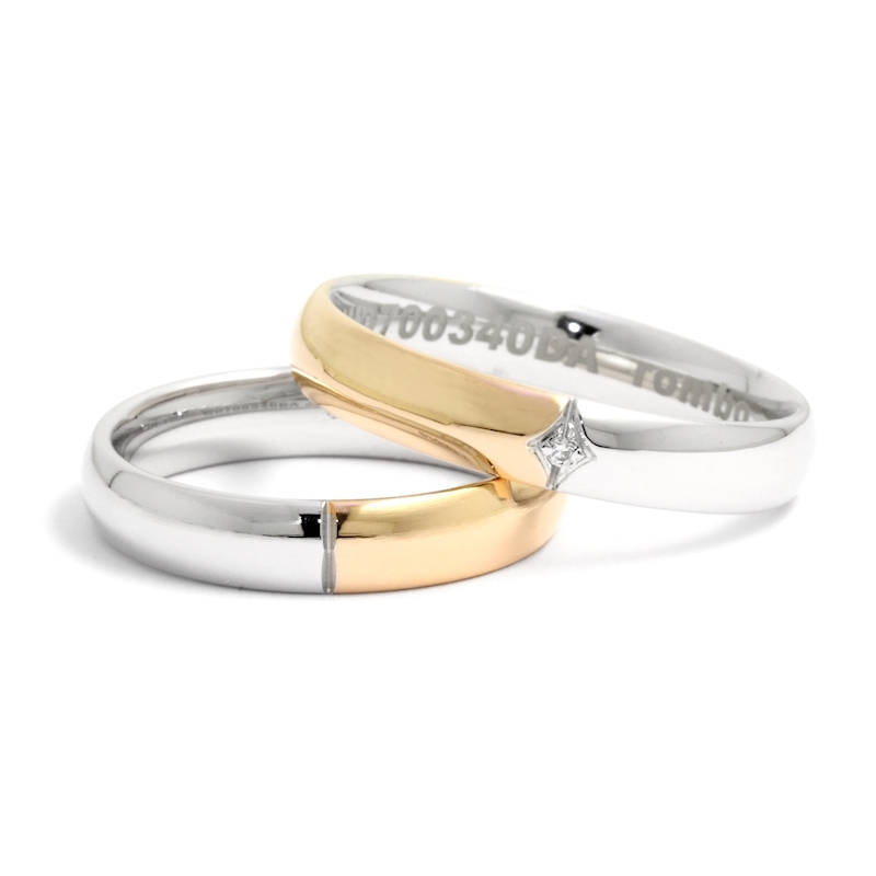 Two-Color Gold Wedding Ring Yellow and White Mod. Olimpia mm. 4,0