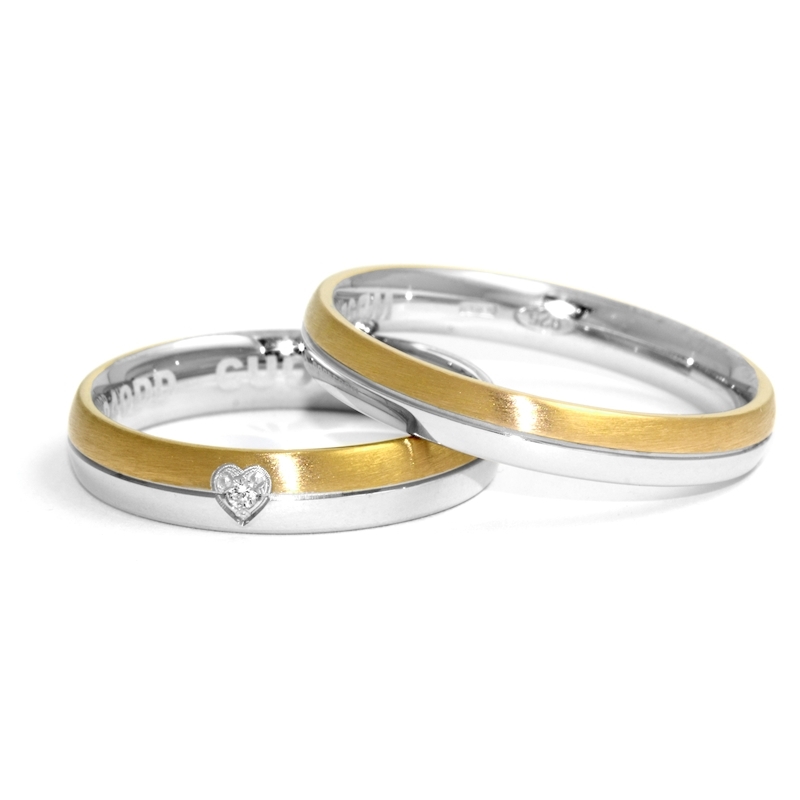 Two-Color Gold Wedding Ring Yellow and White Mod. Soraya mm. 4,0