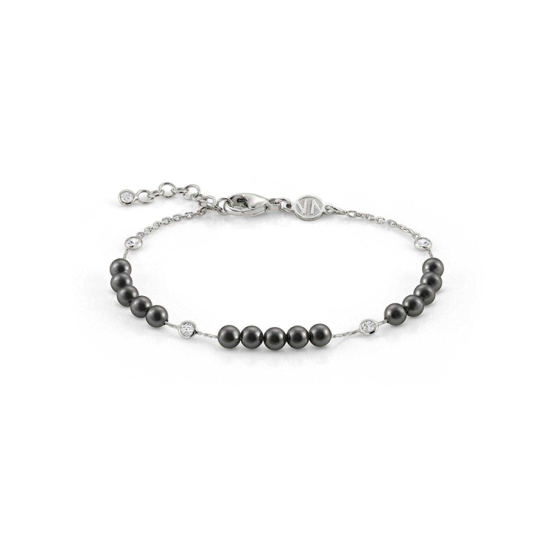 NOMINATION - Bracciale in argento 925, Cubic Zirconia e 3 fili di perle PERLA GRIGIA