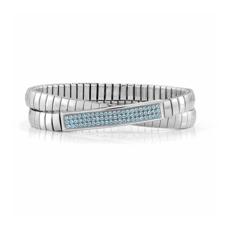 NOMINATION - Bracciale XTE in acciaio e Swarovski DOPPIO CELESTE