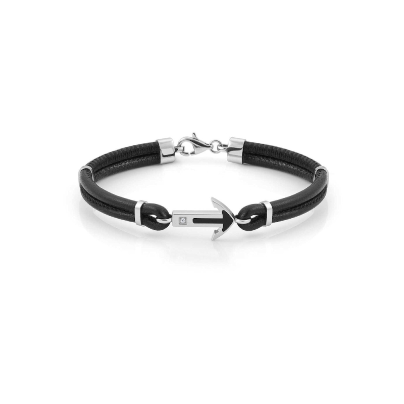 NOMINATION - Bracciale CLASS in acciaio, pelle e Swarovski zirconia Ancora